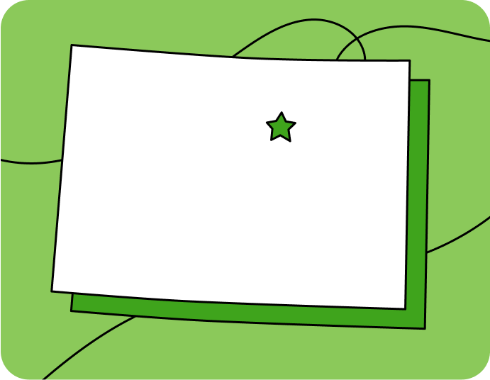 Outline of Colorado with a star marking its capital city, set against a green background with curved lines.