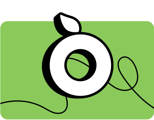 Stylized illustration of the Propel logo, a circular logo with a leaf on top, resembling a fruit, placed against a colored background with a black line curving through.